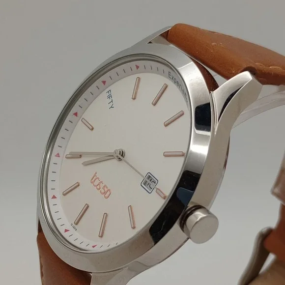 Titan TCS50 DJ898 Date Analog Brown Leather Band Energy India Corporate new bat